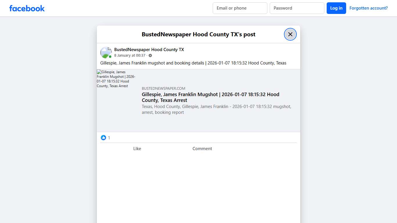 Gillespie, James Franklin... - BustedNewspaper Hood County TX Facebook