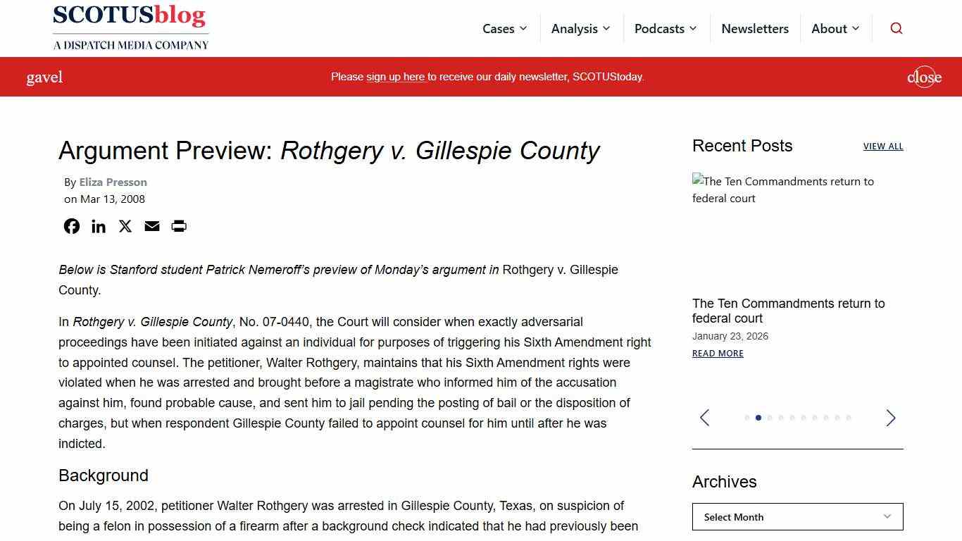 Argument Preview: Rothgery v. Gillespie County - SCOTUSblog